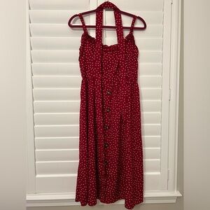 SHEIN Red With White Polka Dots Dress